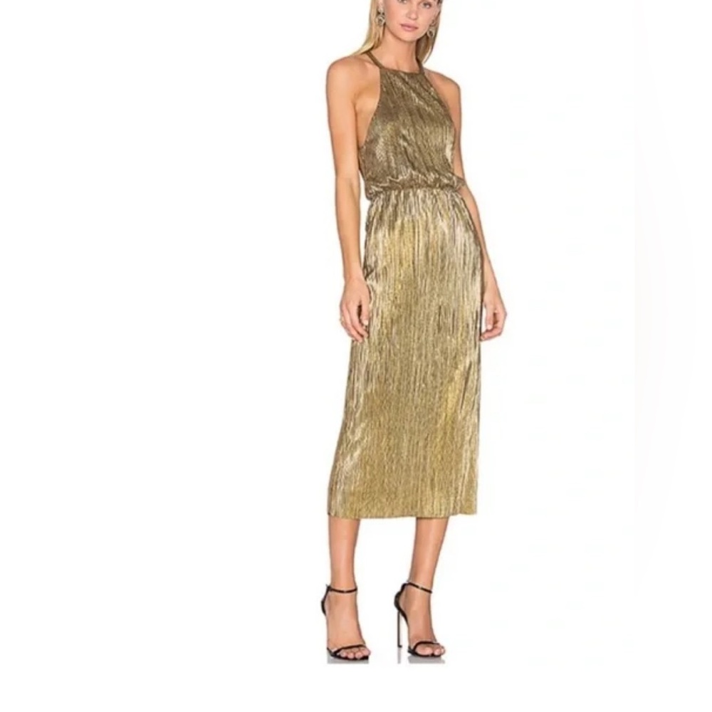 House of Harlow 1960 Gold Pleated Dress